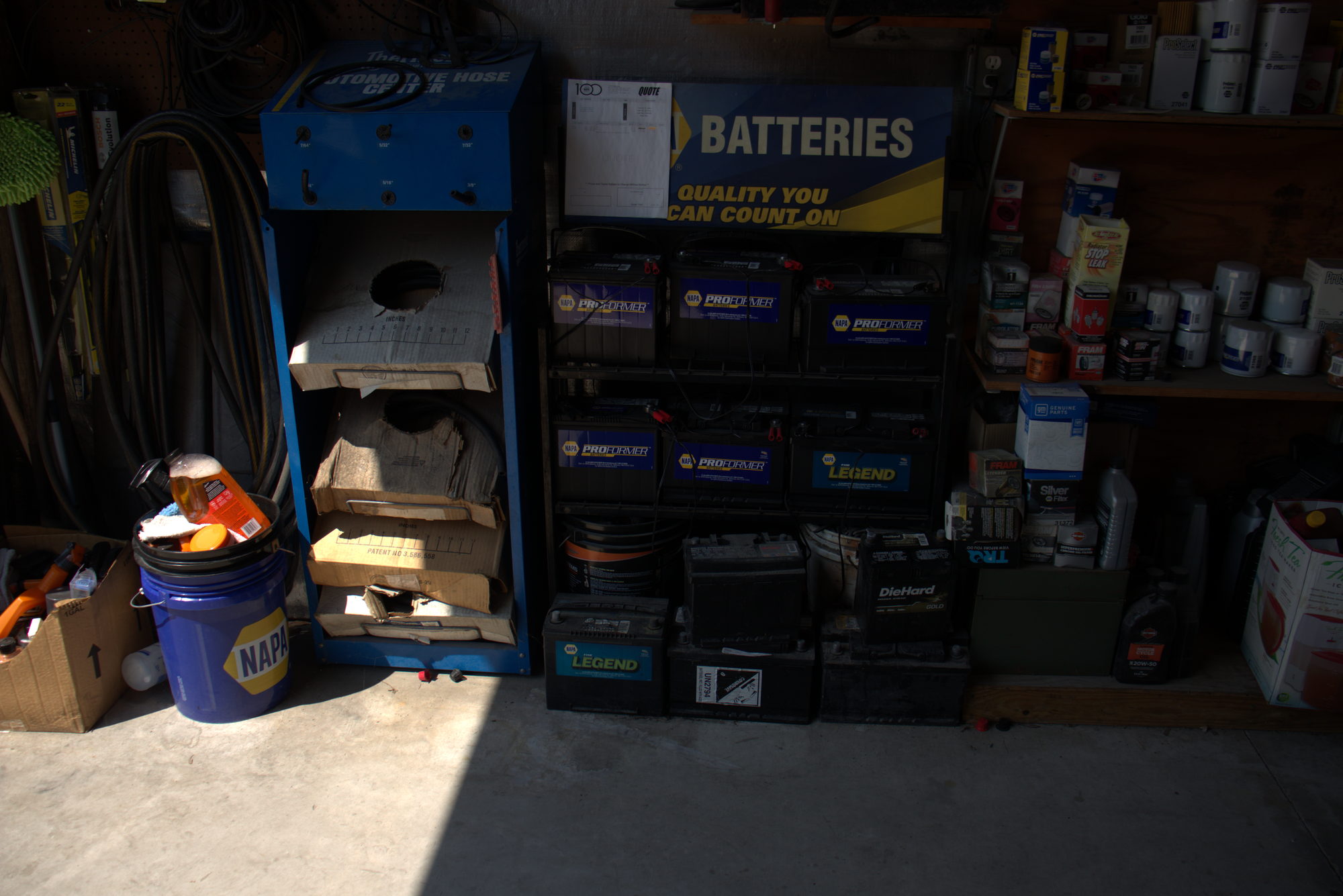 Rack of replacement batteries ready to install